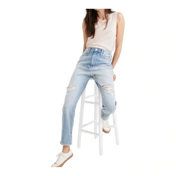 Madewell The MomJean Gilford Wash Ripped Edition Mom Jeans Women‎ Size 32 - Picture 3 of 13
